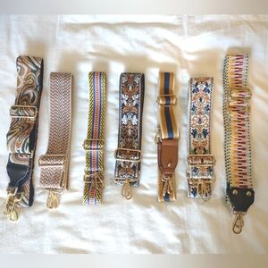 7 Guitar Strap Style Adjustable Crossbody Bag Straps - Neutral Stripes, Florals